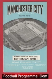 Manchester City v Nottingham Forest 1961 – Man City Football Programmes