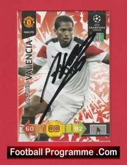 Manchester United Antonio Valencia Autographed Signed Football Card Man Utd - football programme
