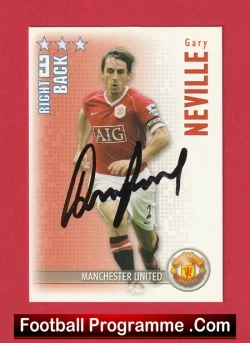 Manchester United Gary Neville Autographed Signed Football Card Man Utd - football programme