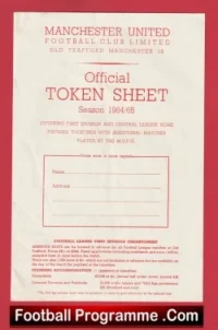 Manchester United Official Token Sheet 1964 – 1965