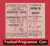 Manchester United v Birmingham City 1969 – Ticket FA Cup Replay