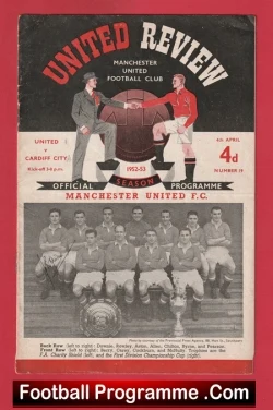 Manchester United v Cardiff City 1953 - Duncan Edwards Debut Signed - football programme