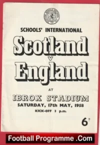 Scotland v England 1958 – Schoolboys Match at Ibrox