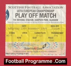 Scotland v England 1999 - Football Ticket Euro 2000 play off - football memorabilia