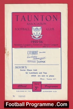 Taunton v Stonehouse 1956 - 1950s - football programme
