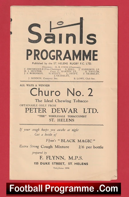 St Helens Rugby v Liverpool City 1962 - Old Rugby Programmes - Image 2