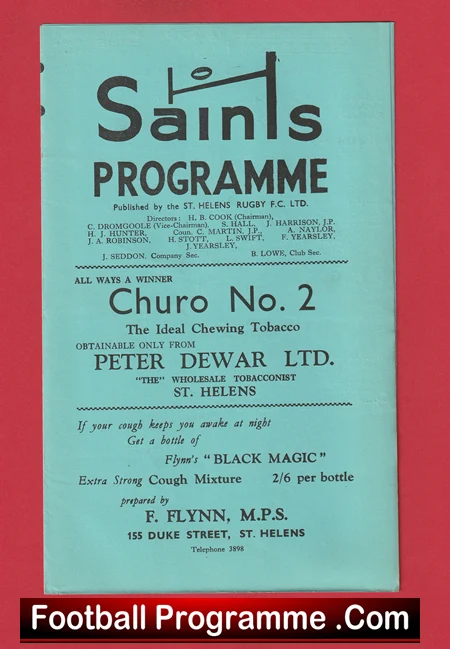 St Helens Rugby v Widnes 1962 - Old Rugby Programmes - Image 2