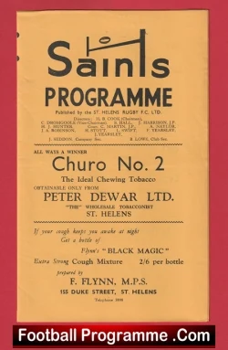 St Helens Rugby v Rochdale 1962 - Old Rugby Programmes