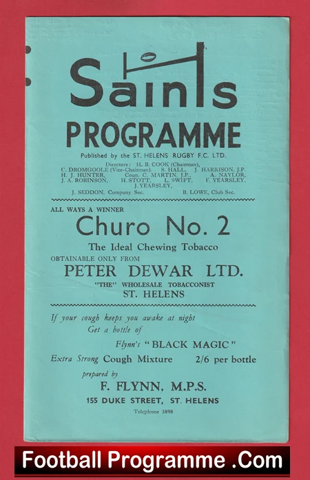 St Helens Rugby v Salford 1962 - Old Rugby Programmes - Image 2