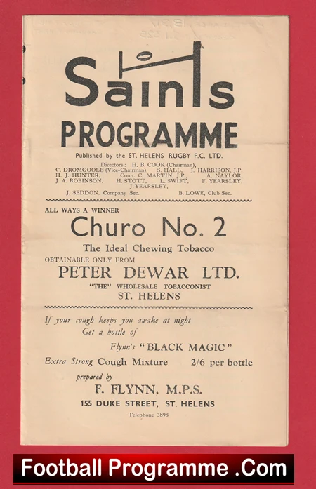 St Helens Rugby v Workington 1961 - Old Rugby Programmes - Image 2