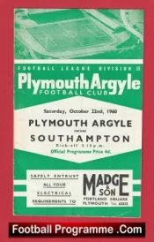 Plymouth Argyle v Southampton 1960 + Signed Letter John Newman