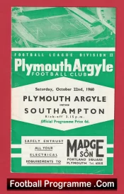 Plymouth Argyle v Southampton 1960 + Signed Letter John Newman