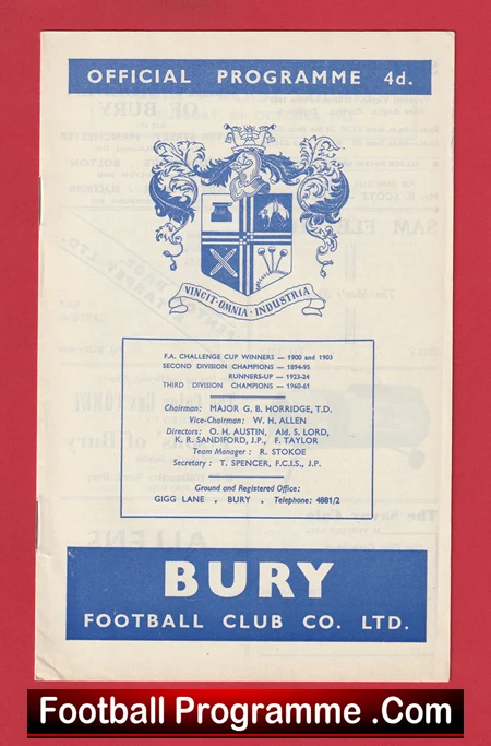 Bury v Derby County 1963 - Image 2
