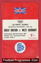Great Britain v Germany 1967 – Olympic Games Football at Hendon London
