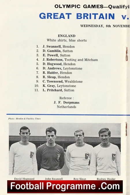 Great Britain v Germany 1967 - Olympic Games Football at Hendon London - Image 3