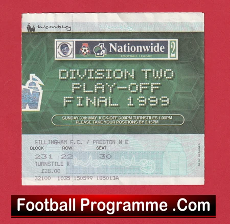 Preston North End v Gillingham 1999 - Ticket D2 Play Off Final Wembley - Image 2