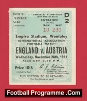 England v Austria 1951 – Match Ticket 1950s