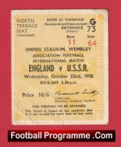 England v Russia 1958 – Match Ticket Wembley USSR