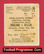 England v Russia 1958 – Match Ticket Wembley USSR