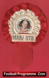 Manchester United Bobby Charlton Old Football Rosette 1960s Man Utd