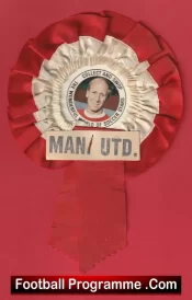 Manchester United Bobby Charlton Old Football Rosette 1960s Man Utd
