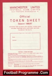 Manchester United Official Token Sheet 1966 – 1967