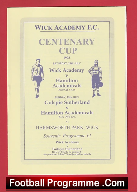 Wick Academy v Hamilton Academicals 1993 - Harmsworth Park Scotland - Image 2
