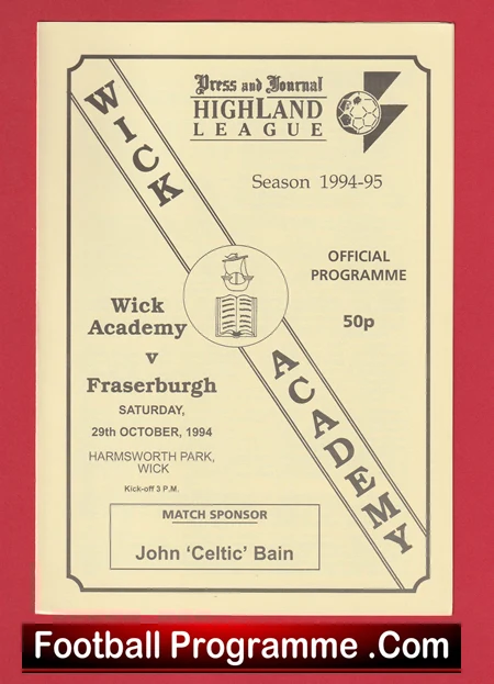 Wick Academy v Fraserburgh 1994 - Scotland - Image 2