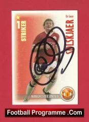 Manchester United Ole Gunnar Solskjaer Autographed Signed Football Card Man Utd