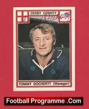 Manchester United + Derby Tommy Docherty Autographed Signed Football Card