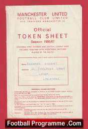 Manchester United Official Token Sheet 1966 – 1967
