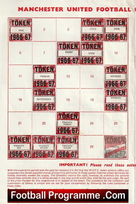 Manchester United Official Token Sheet 1966 - 1967 + Tokens - Image 3