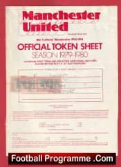 Manchester United Official Token Sheet 1979 – 1980 + Tokens