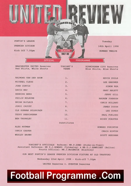 Manchester United v Birmingham City 1998 - Reserves Ole Gunnar Solskjaer - Image 2