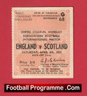 England v Scotland 1957 – Football Ticket – Duncan Edwards