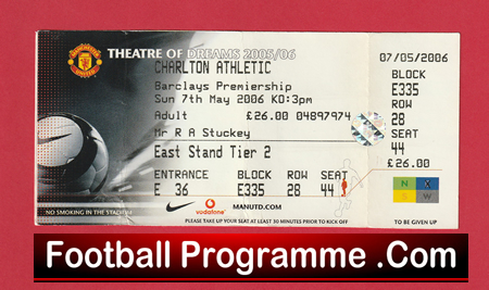Manchester United v Charlton Athletic 2006 - Football Ticket - Image 2