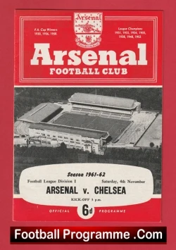 Arsenal v Chelsea 1961 - football programme