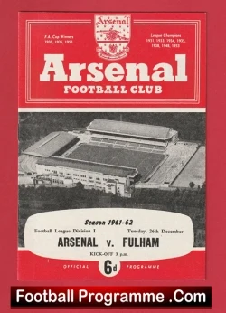Arsenal v Fulham 1961 - football programme