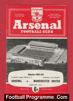 Arsenal v Manchester United 1961 - football programme