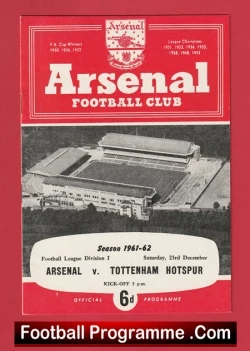 Arsenal v Tottenham 1961 - football programme