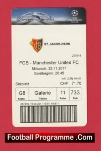 Basel v Manchester United 2017 – Match Ticket Switzerland