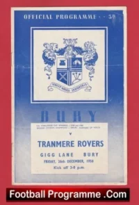 Bury v Tranmere Rovers 1958