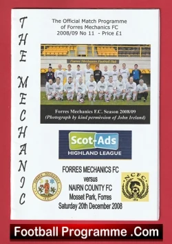 Forres Mechanics v Nairn County 2008 - Scotland - football programme