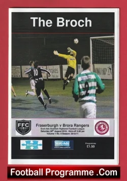 Fraserburgh v Brora Rangers 2010 - Highland League Scotland - football programme
