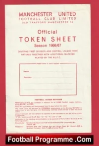 Manchester United Official Token Sheet 1966 – 1967