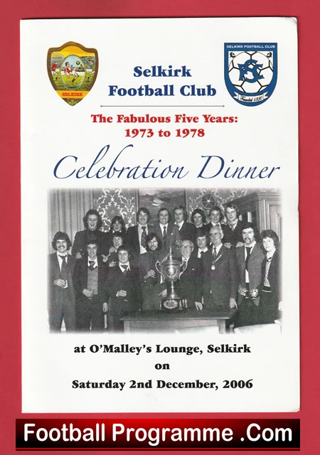 Selkirk Football Club Fabulous Five Years Celebration Dinner Programme 2006 - Image 2