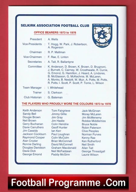 Selkirk Football Club Fabulous Five Years Celebration Dinner Programme 2006 - Image 5