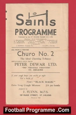 St Helens Rugby v Leeds 1961 - Old Rugby Programmes - rugby programme