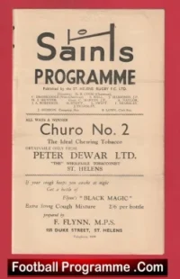 St Helens Rugby v Workington 1961 – Old Rugby Programmes