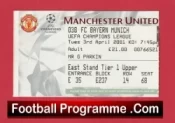Manchester United v Bayern Munich 2001 – Match Ticket